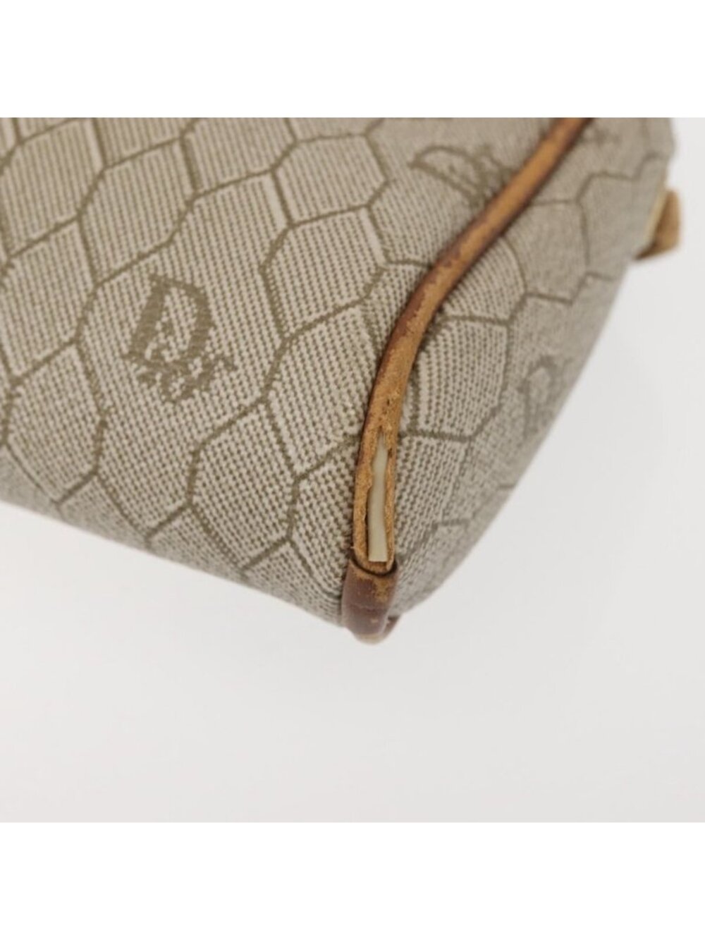 Authentic Christian Dior Honeycomb Canvas Shoulder Bag PVC Beige Gold - Picture 6 of 16